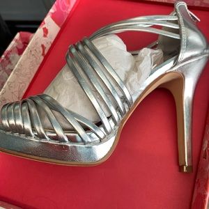 Silver Metallic Strappy Heels by Chinese Laundry